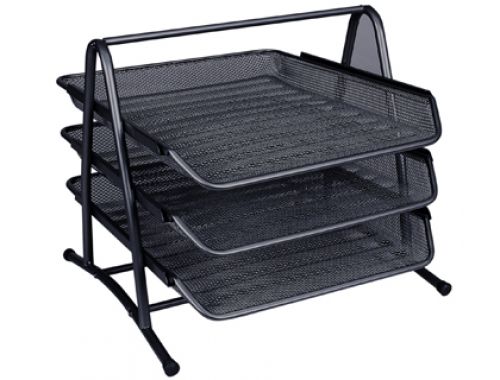 Conjunto 3 tabuleiros de secretaria q-connect em rede metalica, preto , Q-connect , 35097 , 5705831008236